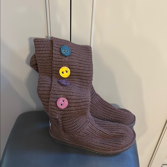 UGG Australia 1967 Candy ll Knit Sweater Knit Boots Chocolate Brown Size 5 - Picture 1 of 12